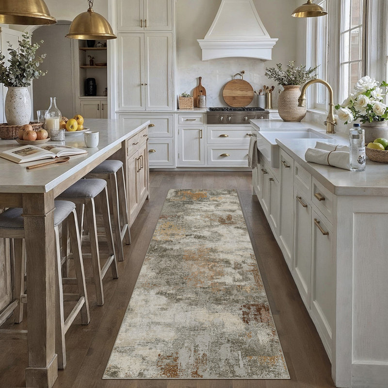 Tapis abstrait moderne Arden, Grey, Runner 2'3" x 7'6"