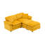 Canapé Corduroy 2-Sea avec 2 coussins de dossier, 2 coussins décoratifs et deux repose-pieds, Canapé confortable pour le salon, jaune-626880699