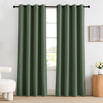 100% Blackout Curtains for Bedroom, Thermal Insulated Window Drapes Room Darkening Cafe Curtains for Living Room with Grommet Top, 2 Panels