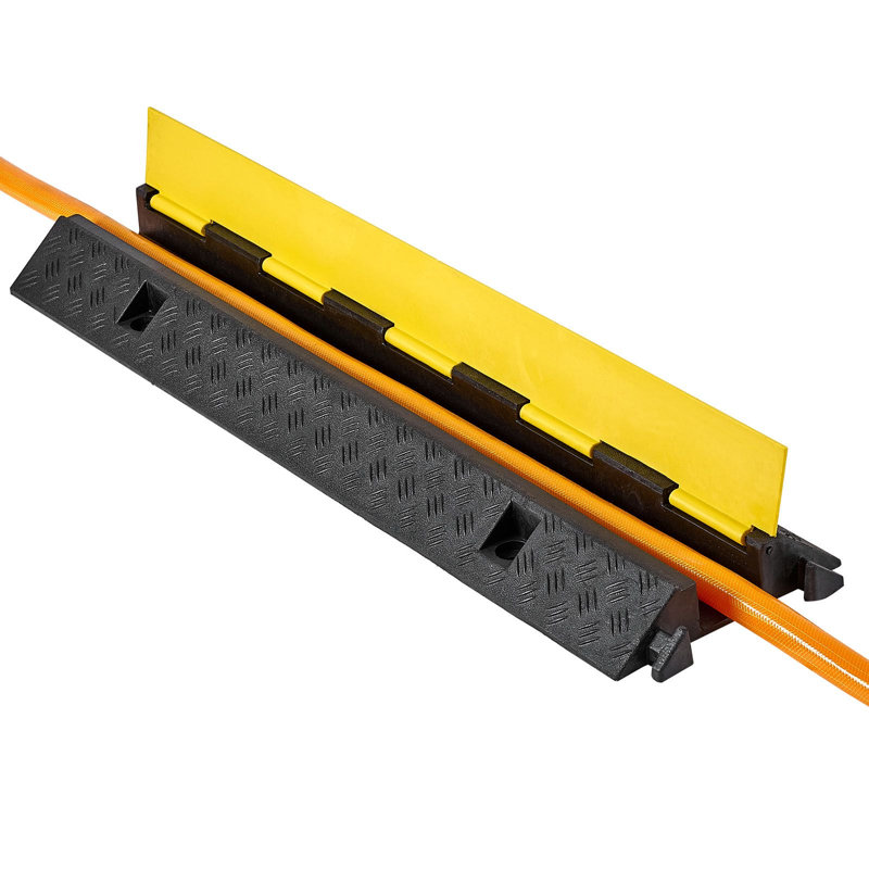 Cable Protector Ramp, 22,000 lbs/Axle Load Capacity, Rubber Material, 1 Pack, 1 Channel Heavy Duty Cord Cover, Black, 2.76 x 1.97 in Channel with Flip-Open Top Cover