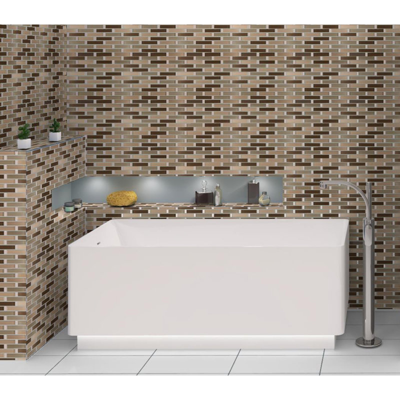 Saga 1" Glass and Marble Brick Joint Mosaic Kitchen Backsplash, Bathroom, Shower, Pool, Wall and Floor Tile, Historical