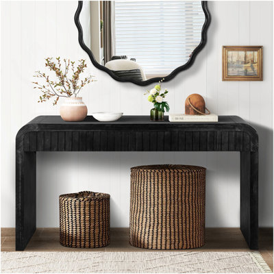 Table d'entrée 59 po vintage, deux tiroirs cachés, console de style campagnard, assemblage facile, pour l'entrée et la salle à manger, le salon et le couloir (noir antique)