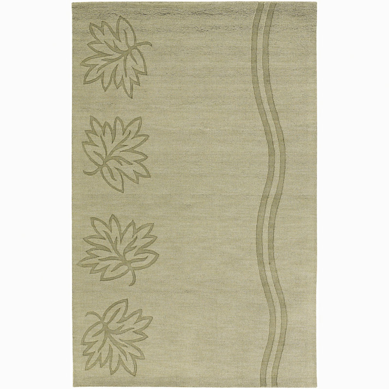 Tapis vert en laine touffeté à la main Worcester, Rectangle 5 pi x 7 pi 6 po