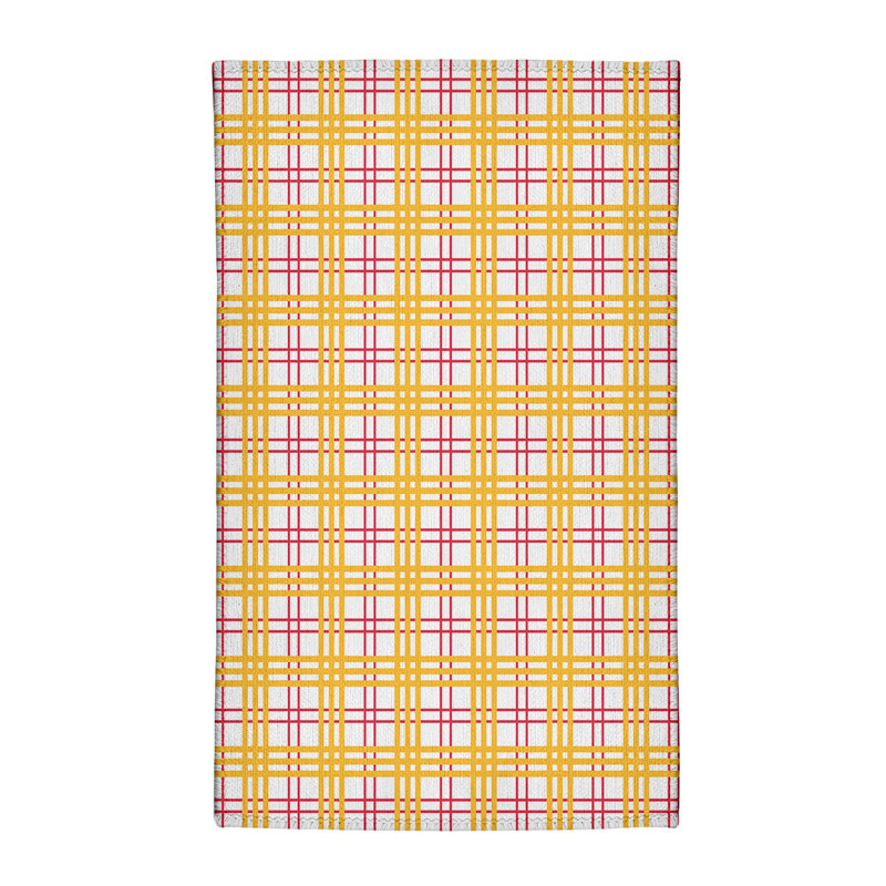 Tapis jaune / blanc à carreaux, Rectangle 2 pi x 3 pi