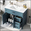 Meuble-lavabo bleu 36 po avec lavabo, structure durable, panneau de fibres à densité moyenne, rangement spacieux et design moderne pour tout décor