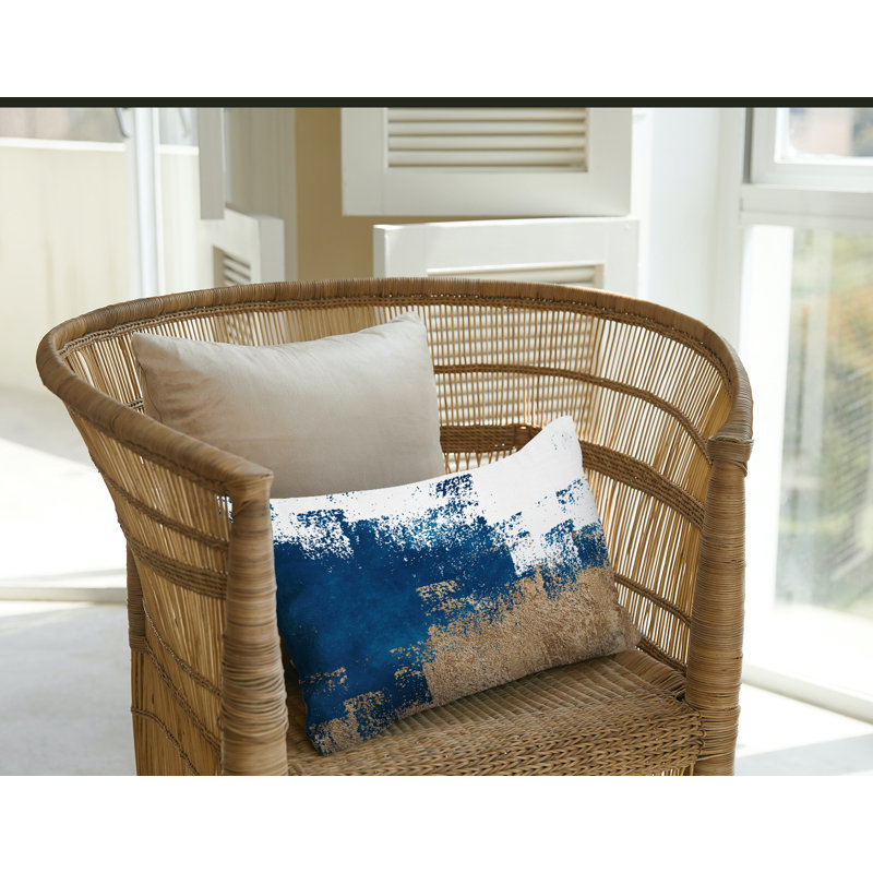 Coussin décoratif intérieur / extérieur Wes, Turquoise / or / blanc