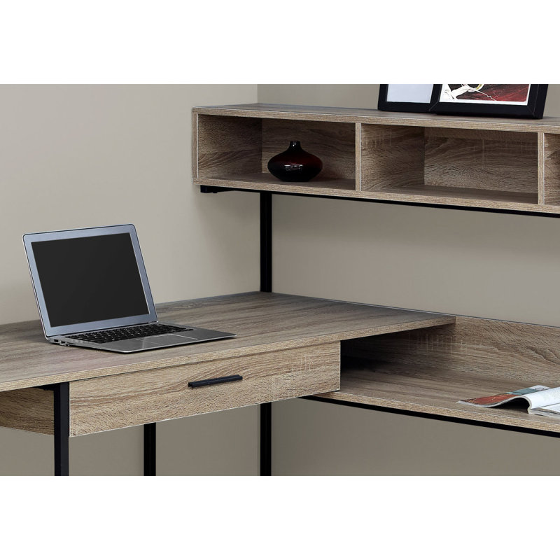Bureau d'ordinateur, bureau personnel, coin, tiroirs de rangement, forme en L, travail, ordinateur portable, stratifié, métal, contemporain, moderne
