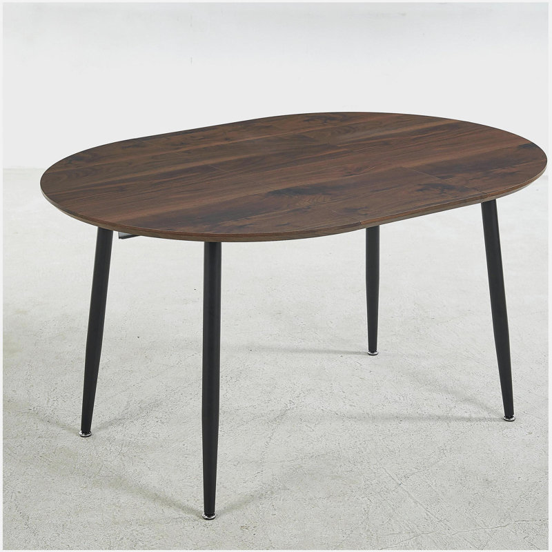 Table extensible, table de salle à manger, table de bureau, table basse, pieds en métal noir, plateau couleur noyer, 100/140 / 180X100X75Cm