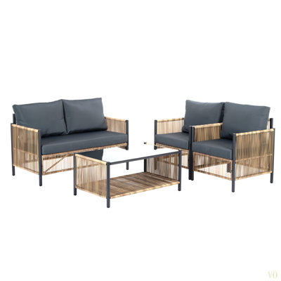 New Comming Patio 4 Pieces  PE Wicker Sofa Set With  Cushion