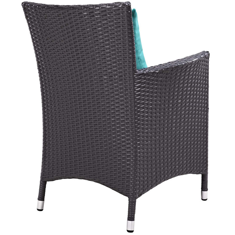  3 pièces en rotin avec coussins, Turquoise