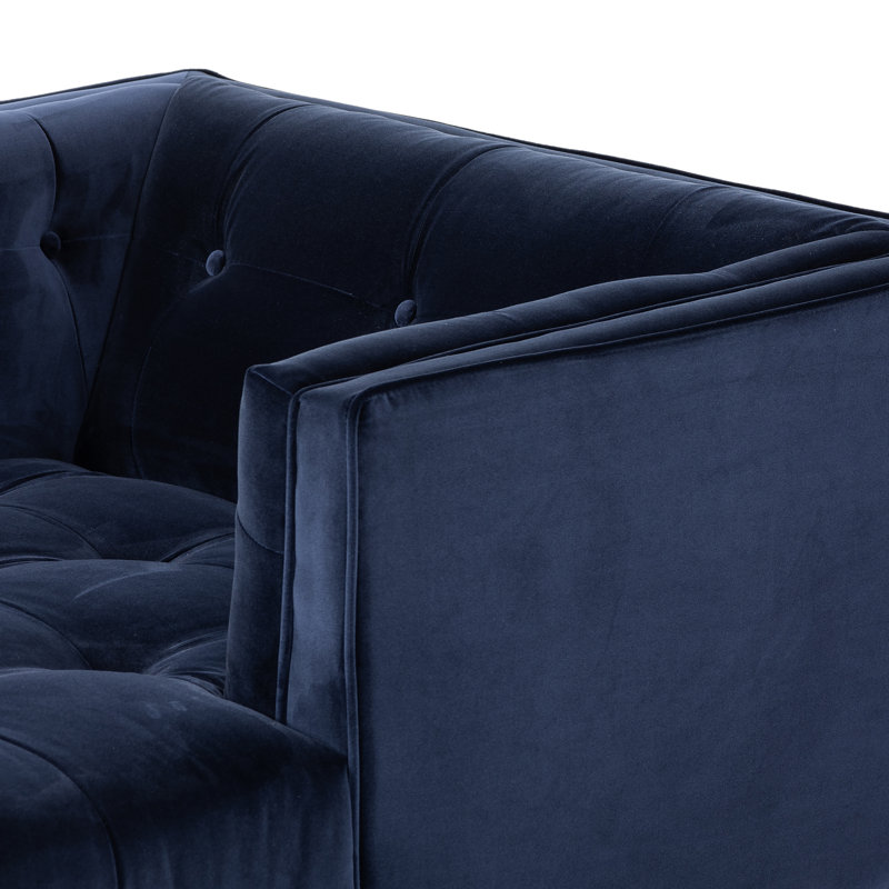 Dylan Velvet Chaise Lounge, Sapphire Navy Velvet