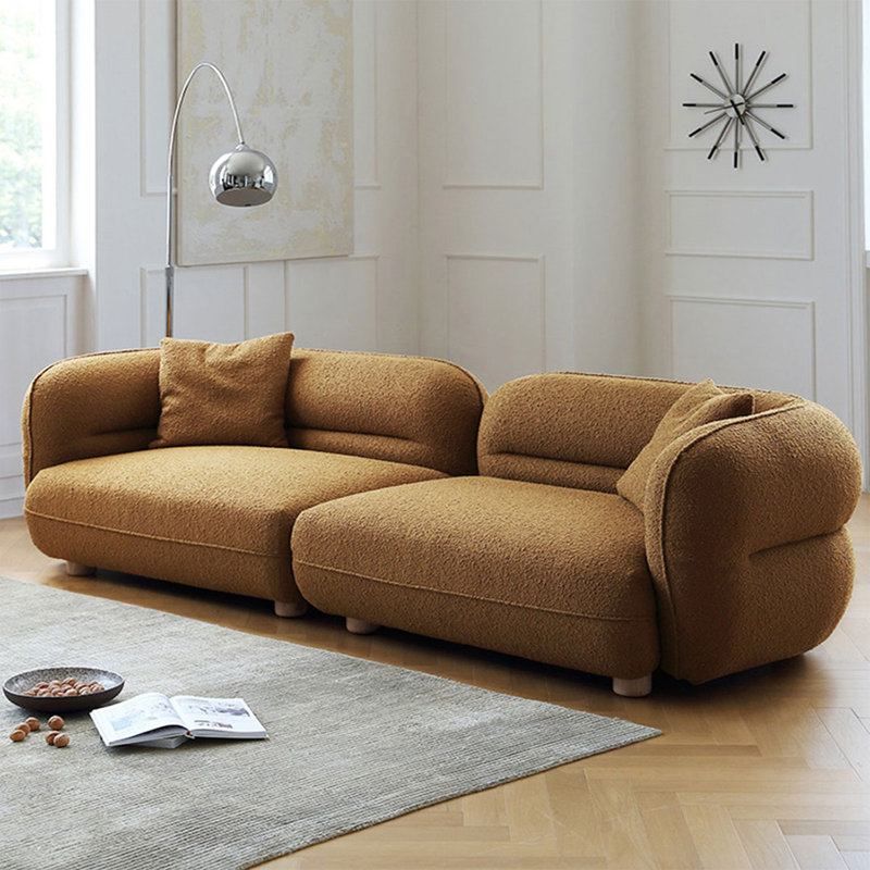Canapé modulaire en velours brun, H 29,13 po x l 102,36 po x P 42,52 po