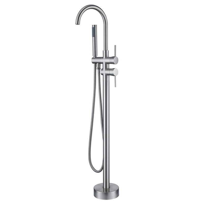 Single Handle Floor Mounted Tub Faucet, Brushed Nickel