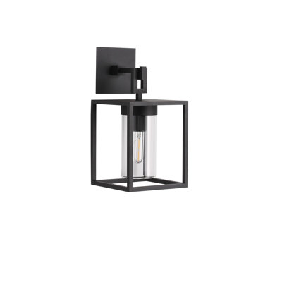 Avenue Outdoor 20"h Box Wall Sconce In Black/clear Glass