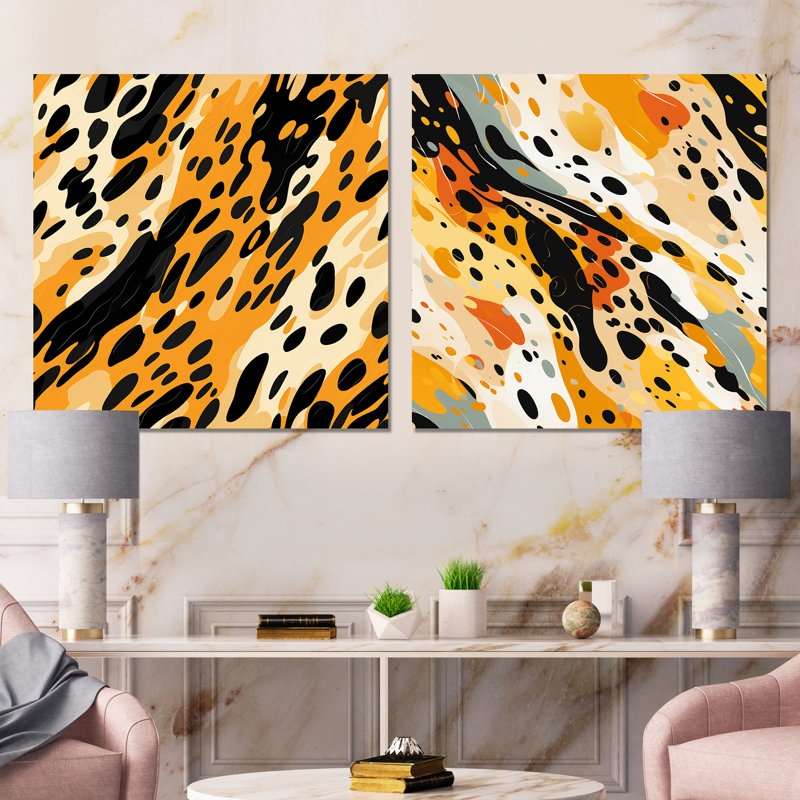 Dailani - Ensemble de 2 carrés de décoration murale abstraits en métal, H 16 po x l 32 po