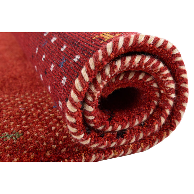 Hand Knotted Wool Red Rug, Rectangular 120 x 180cm