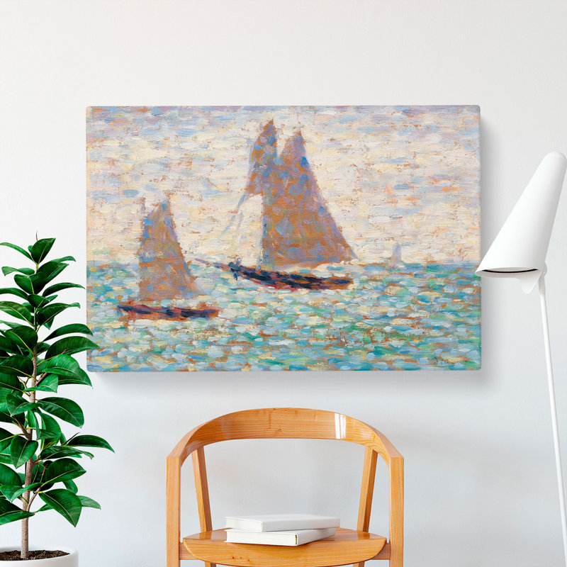 Two Sailboats At Grandcamp by Georges Seurat - Wrapped Canvas Painting, 35cm H x 50cm W x 3cm D