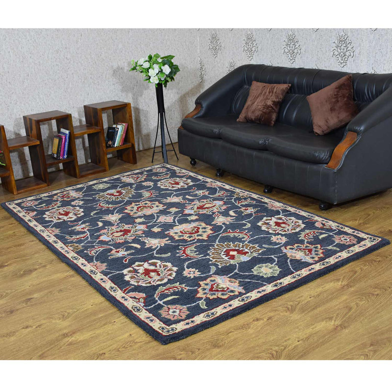 Classical Hand Tufted Wool Eco-Friendly Area Rugs - Rectangle | Charcoal Color | Oriental Design | Area Rugs for living room, Bedroom