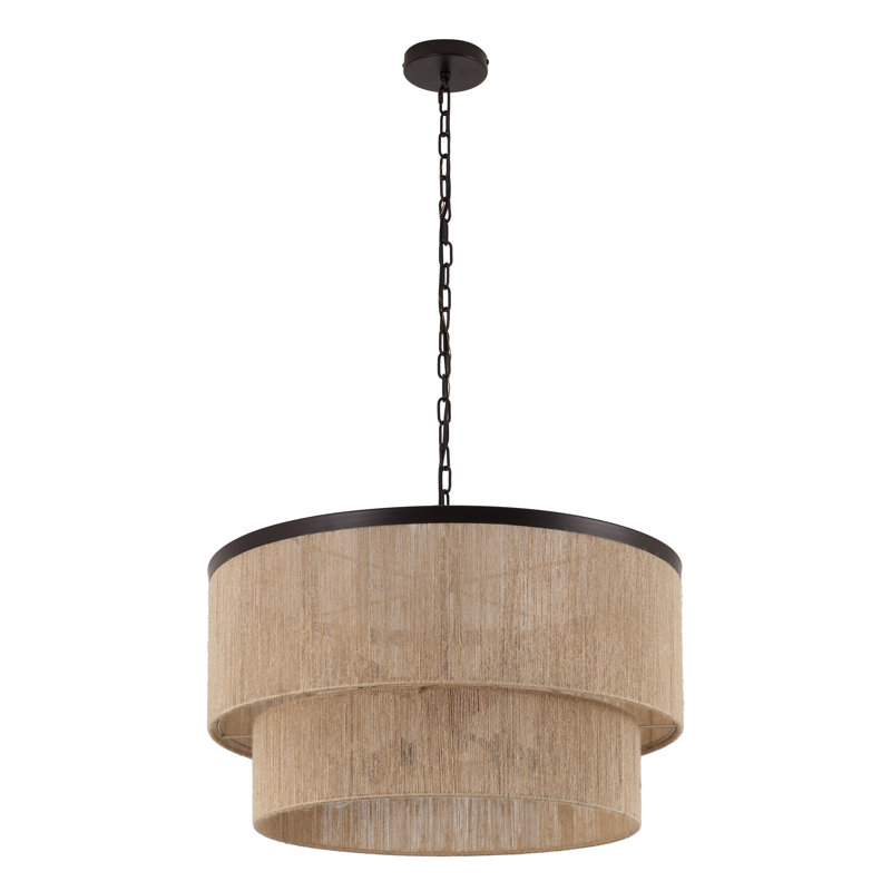 24" 6-Light Dimmable Drum Chandelier, Bronze, Brown