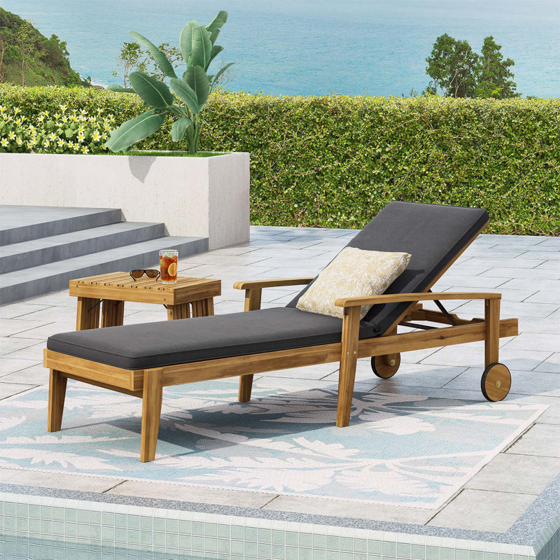 Chaise longue en bois exquis pour une détente et un style ultimes, Gris