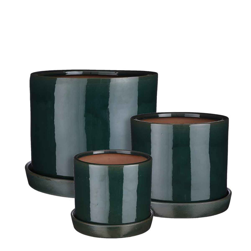 Cederick Handmade Ceramic Pot Planter, Dark Green