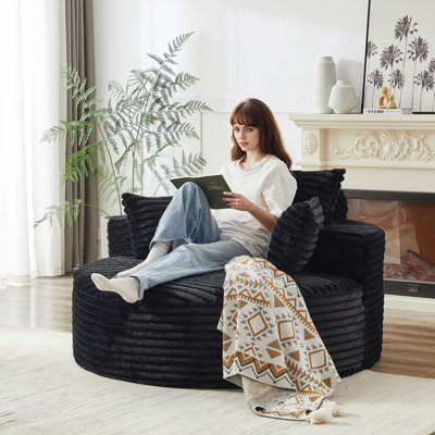 Fauteuil-lit une place en velours côtelé moelleux et éponge de 140 cm (55 pouces) pour salon, chambre, salon et salle de projection (non pivotant).