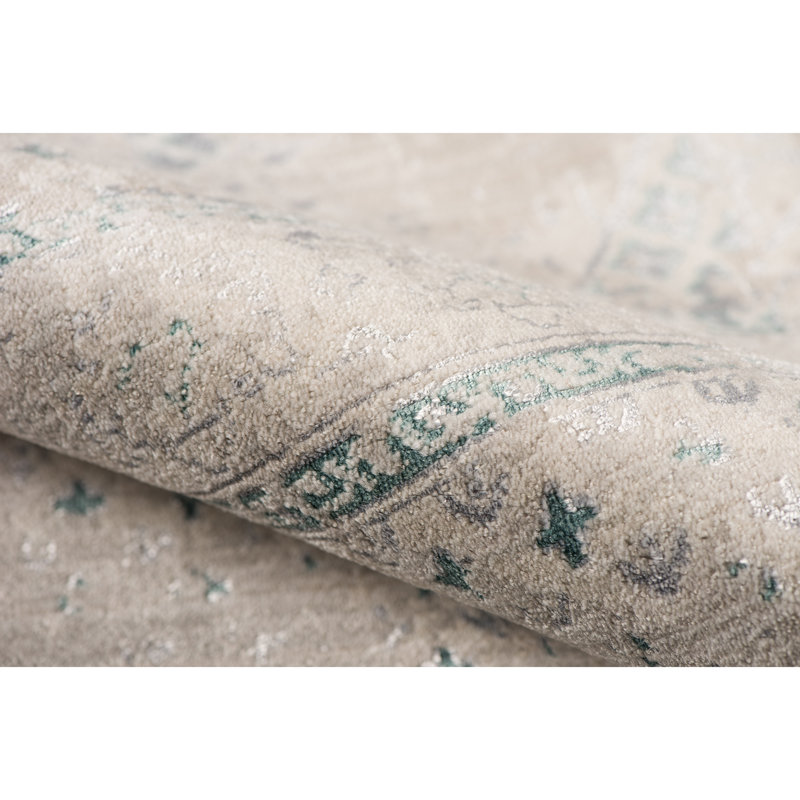 Alloway Transitional Medallion Premium Polyester High-Low Performance Area Rug, Rectangle 3'11" x 5'7"