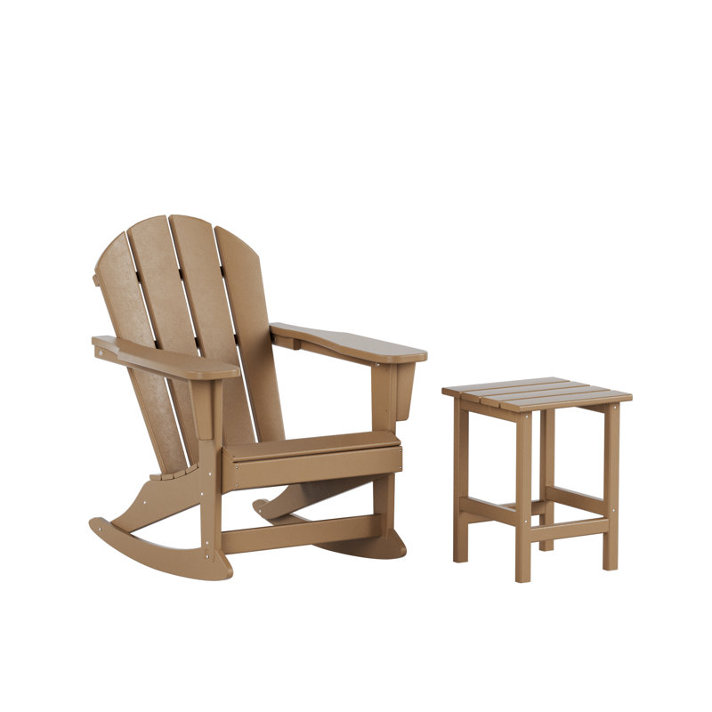 Laguna Outdoor Adirondack Chair With Table, Weathered Wood