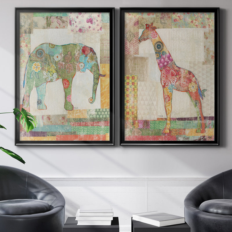 «Elephant Montage», ensemble de 2 impressions, Pas de tapis, H 31,5 po x l 47 po x P 1,5 po, H 22,5 po x l 61 po x P 3 po