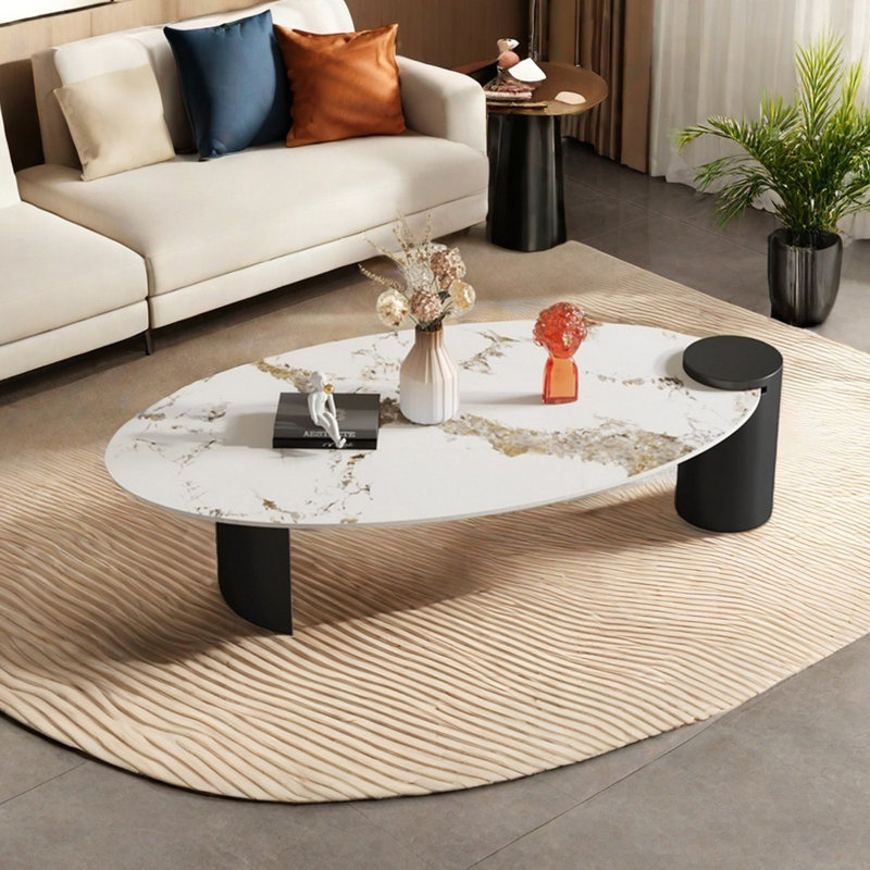 Table basse ovale irrégulière, H 17,7 po x L 55,1 po x l 27,6 po
