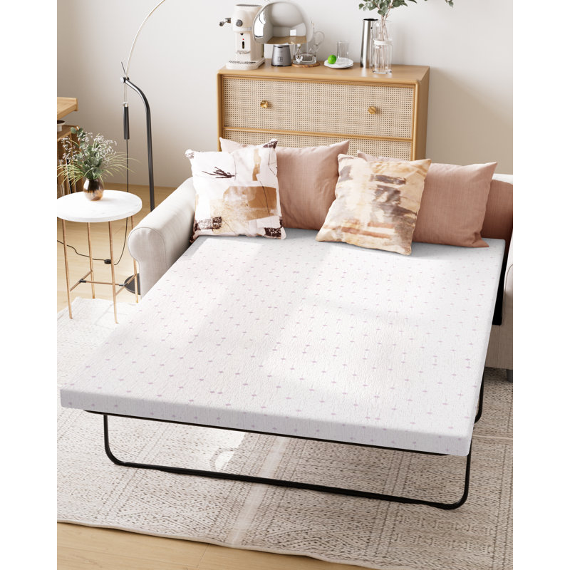  Mattress Topper for Sleeper Sofa and Couch Bed, 4 Inch Full Size Sofa Bed Replacement Mattress with Ultra Soft Cover, Lavender (Sofa NOT Included)