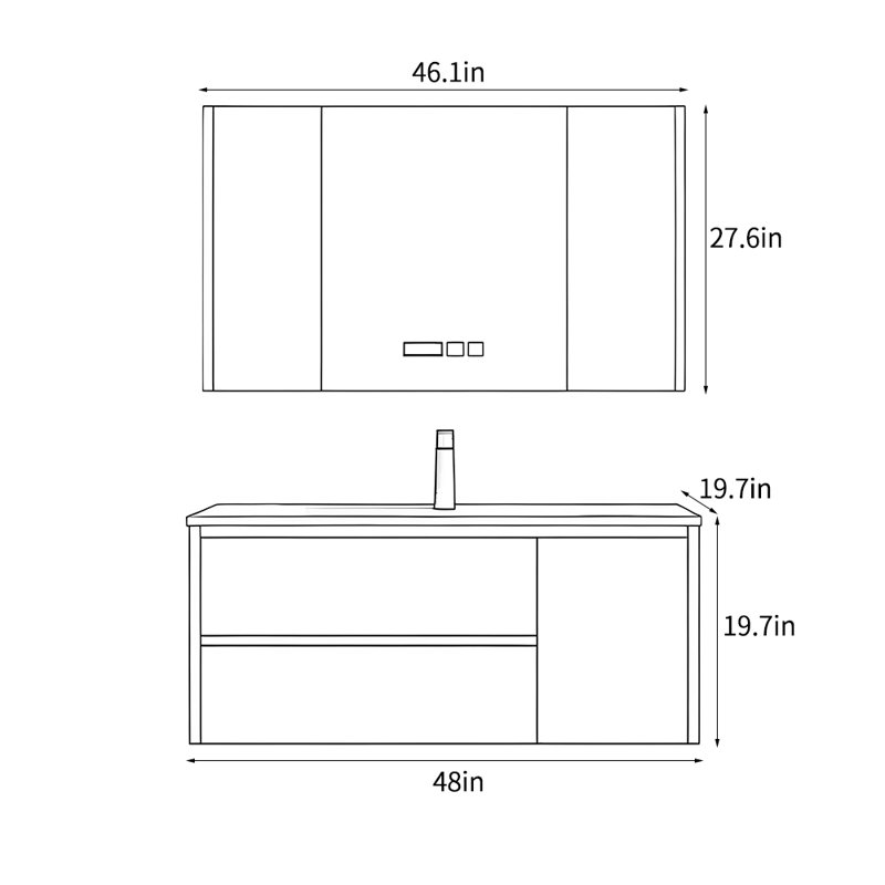 Simple light luxury Vanitie bathroom cabinet, White
