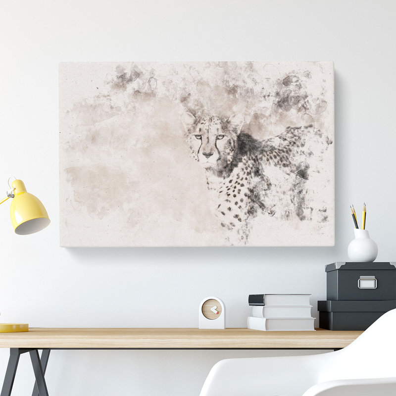Cheetah With Orange Eyes - Wrapped Canvas, 35cm H x 50cm W x 3cm D