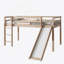 Lit simple mezzanine bas avec glissade, échelle, barrières de sécurité, lit mezzanine simple en bois d'hévéa, naturel
