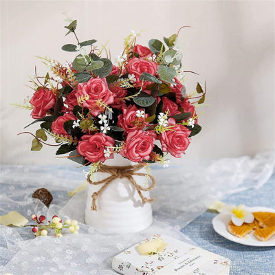 Silk Rose Arrangement in Pot