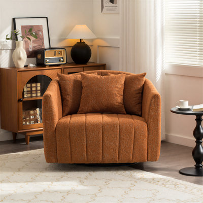 Upholstered Swivel Barrel Armchair