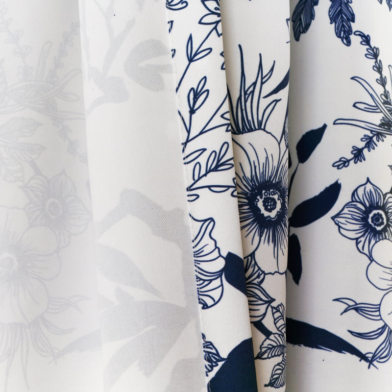 Botanical Garden Floral Tailored Window Valance, Navy