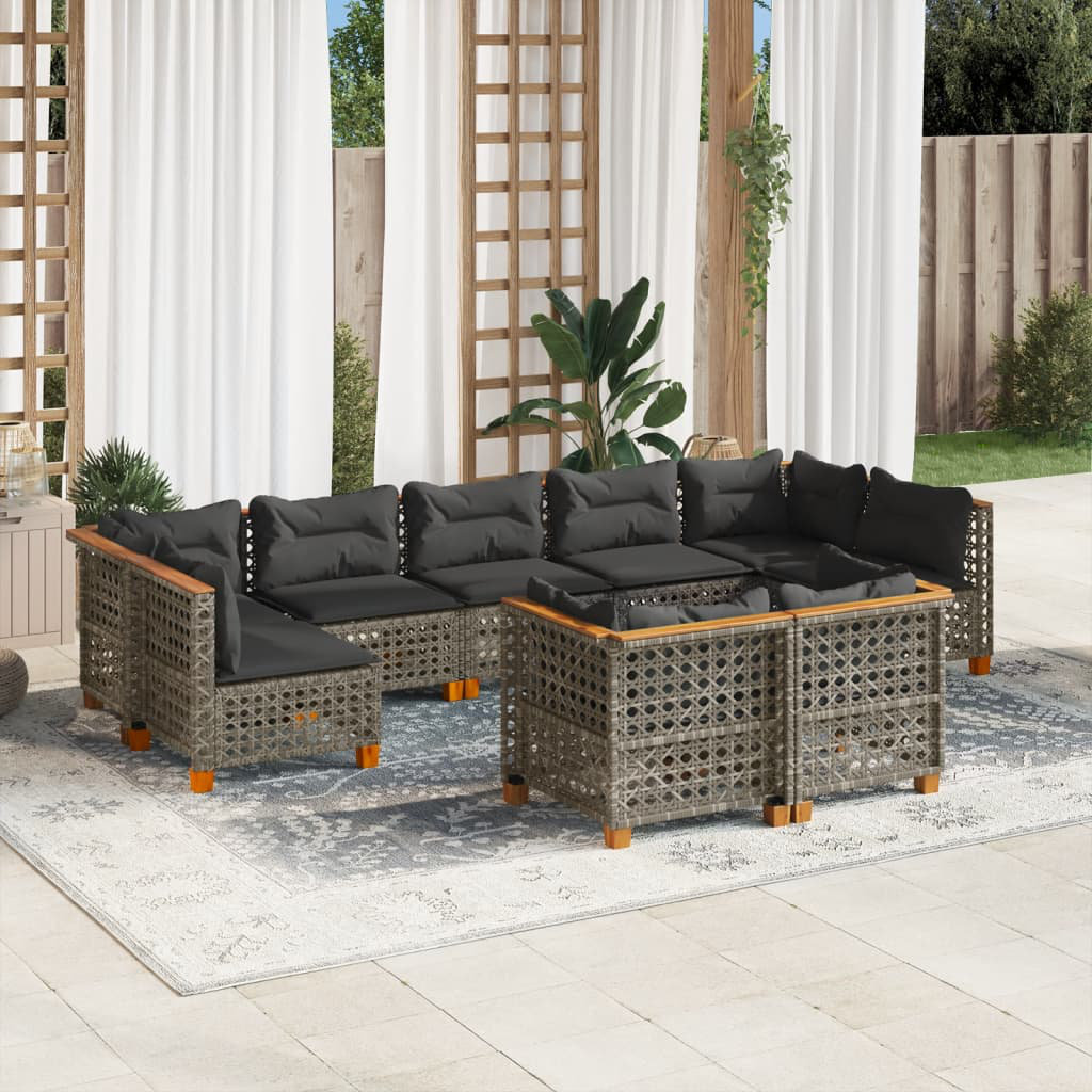 8-Sitzer Lounge-Set Amirat aus Polyrattan mit Kissen