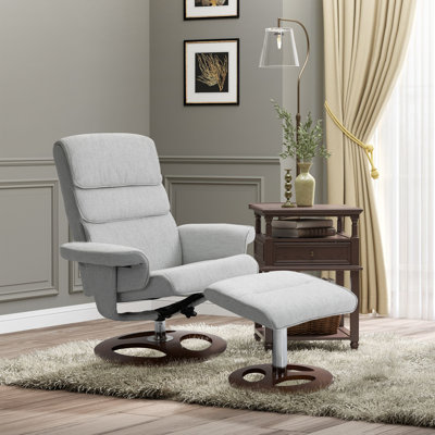 Lada Upholstered Swivel Recliner with Footstool