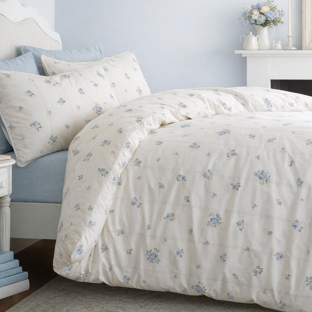 Bianca Vintage Rosebud Lace 100% Cotton 200 Thread Count Duvet Cover Set - Image 4