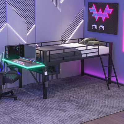 Lit mezzanine avec bureau Gaming