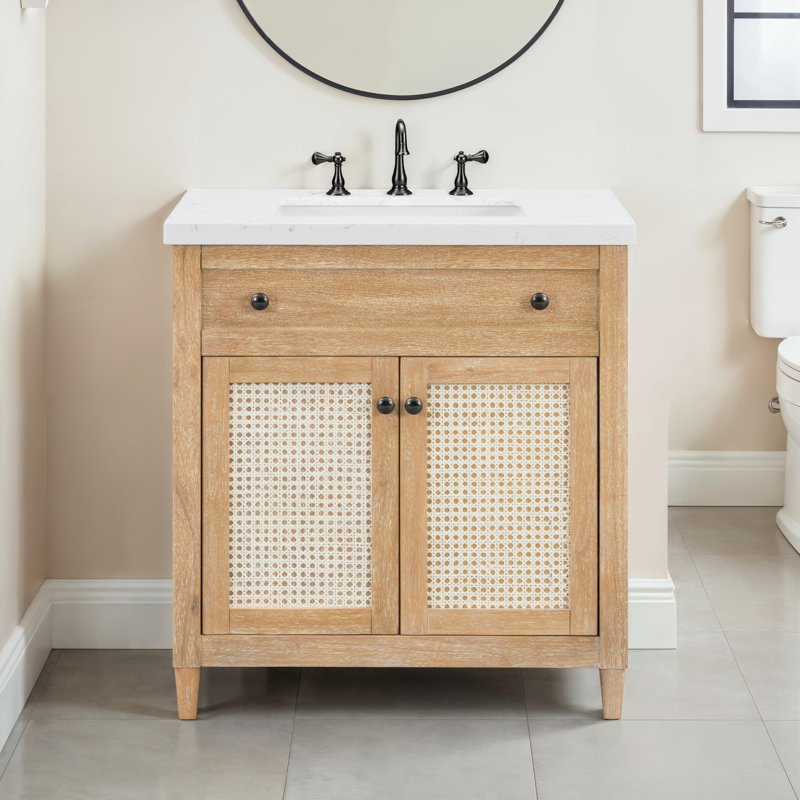 Meuble-lavabo à panneaux 31 po avec dessus en pierre reconstituée