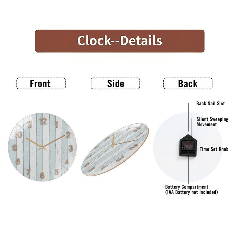 Horloge murale en verre 12 po