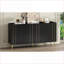 Armoires, noir minimaliste & amp; Armoire de rangement polyvalente dorée avec tablettes réglables, largeur 62,9 po | Panneau de particules et panneau de fibres à densité moyenne | Salon