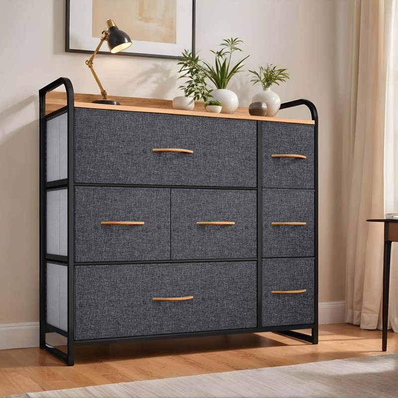 Commode 7 tiroirs gris foncé