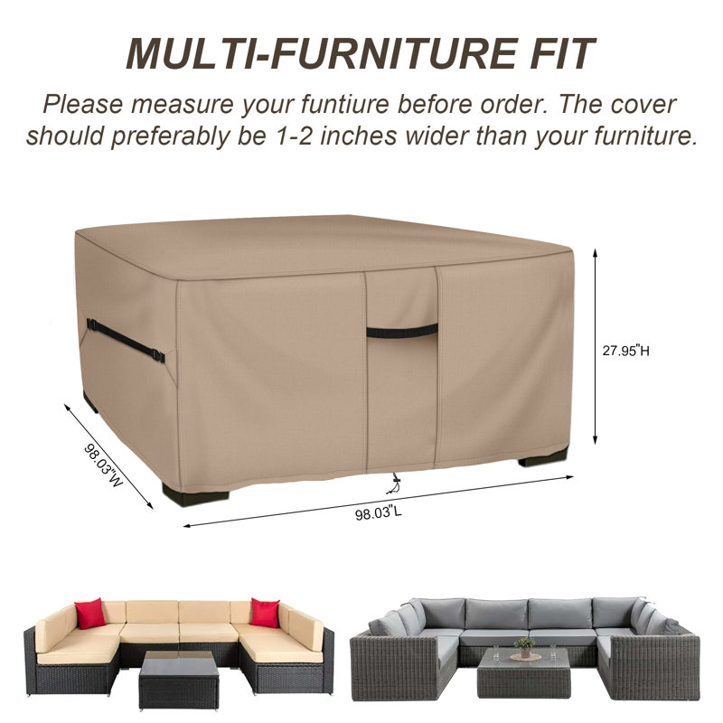 Housse pour ensemble de meubles de jardin 600D, H 98,03 po x l 98,03 po x P 27,95 po
