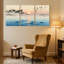 Nautical & Beach Sunset Mountains Mist Water Birds Sky Reflection Peace Set of 3 Canvas Wall Art Prints-531593714