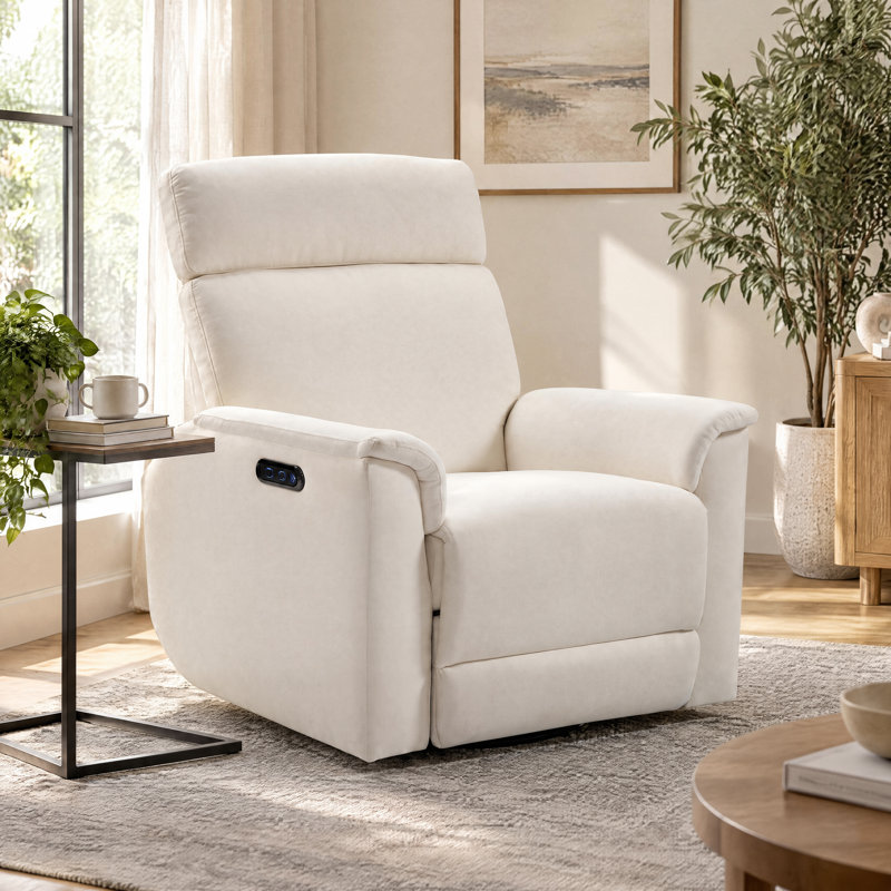 Axton Modern Swivel Glider Power Recliner USB & Type-C Ports And Soft Upholstery