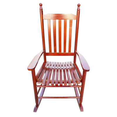 Chaise berçante en bois, brun, 4,92 po Assise haute, facile à assembler, chaise berçante en bois massif massif et accoudoir robuste, dossier à lattes robustes, support de poids de 250 lb
