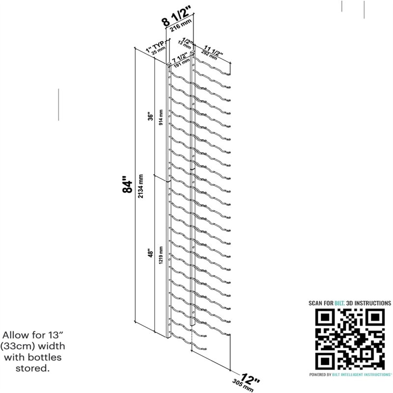 Support à vin en métal doré 36 bouteilles Indurial, Bronze doré, H 48 po x l 13 po x P 12 po